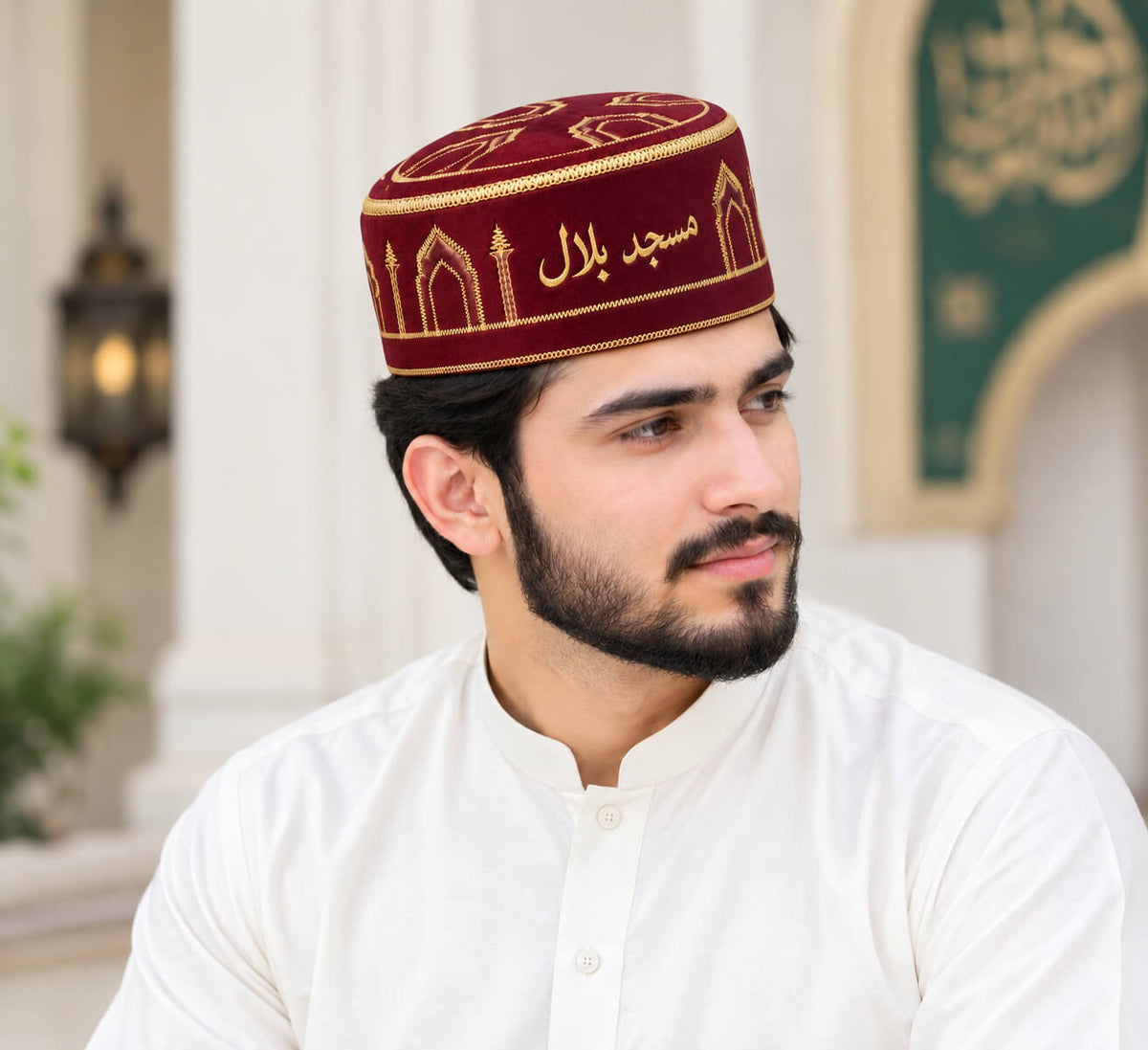 Custom Islamic Prayer Cap | Personalized Masjid Name Embroidered Topi