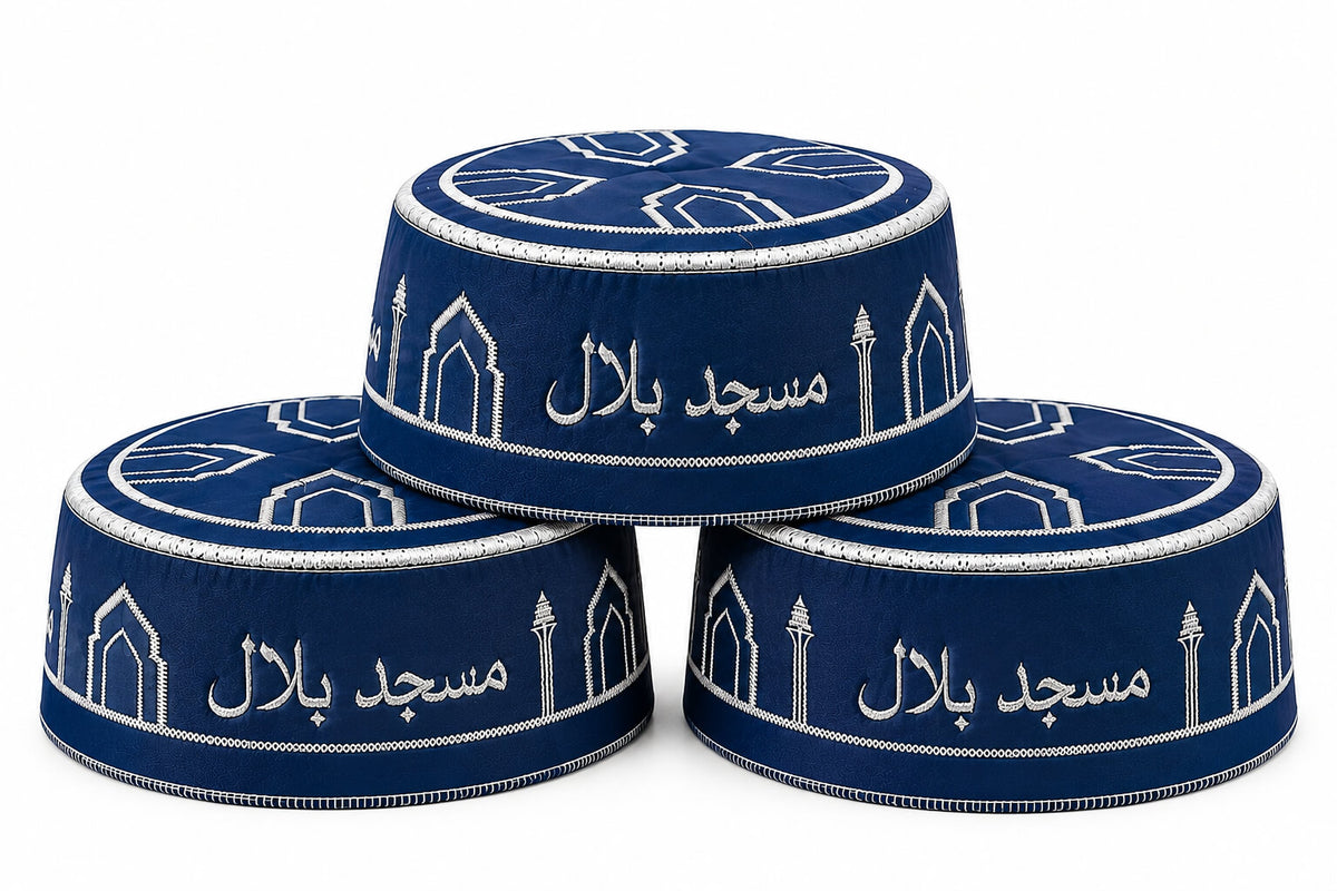 Custom Islamic Prayer Cap | Personalized Masjid Name Embroidered Topi