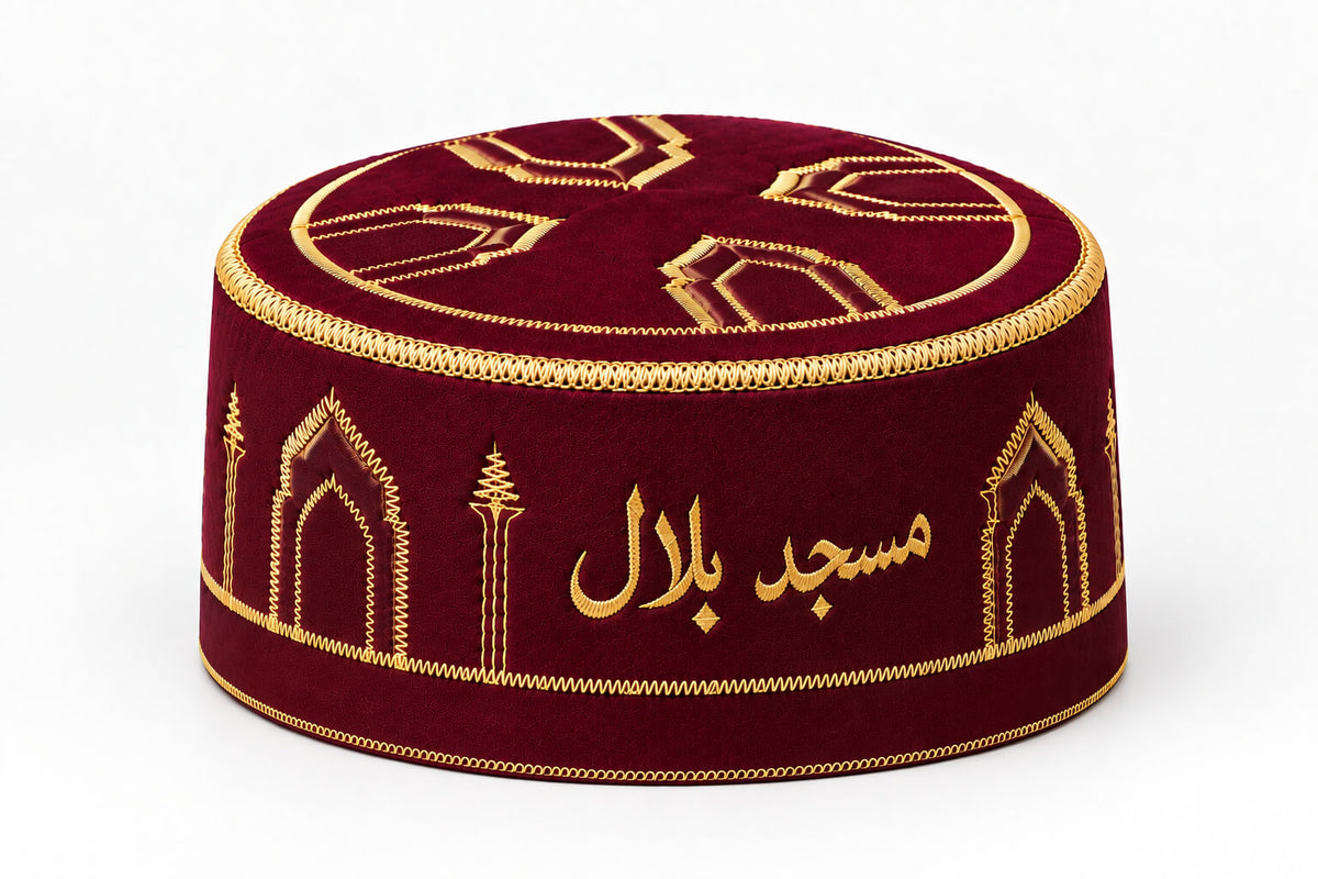 Custom Islamic Prayer Cap | Personalized Masjid Name Embroidered Topi