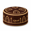 Premium Brown Masjid Cap – Gold Embroidered Islamic Prayer Cap